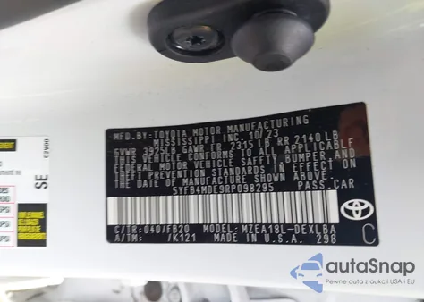 2024 Toyota Corolla Le from USA, damaged, VIN 5YFB4MDE9RP098295